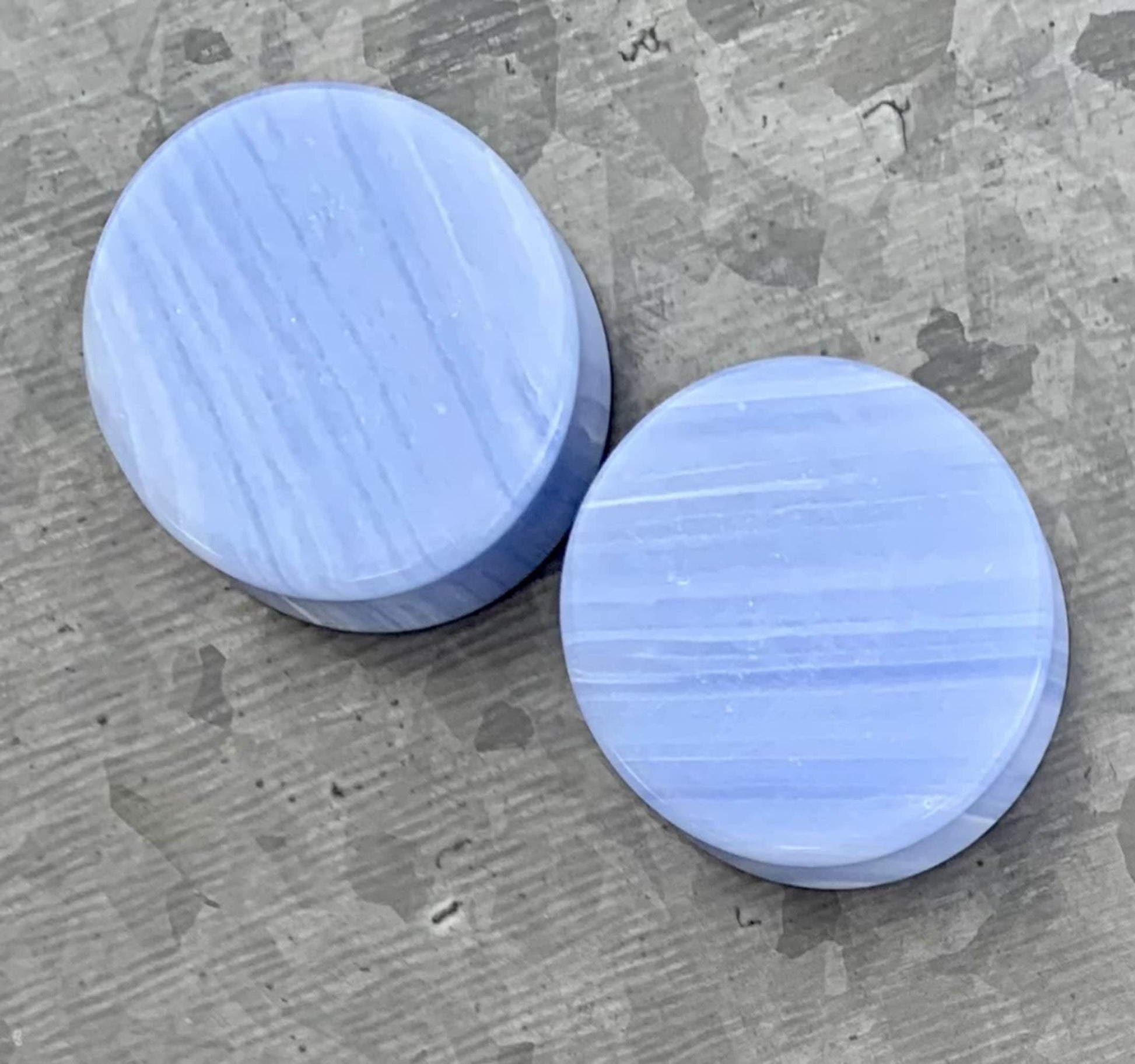 Pair of Unique Blue Lace Agate Stone Double Flare Plugs - Gauges 2g(6.5mm) through 1&1/4"(32mm) available!