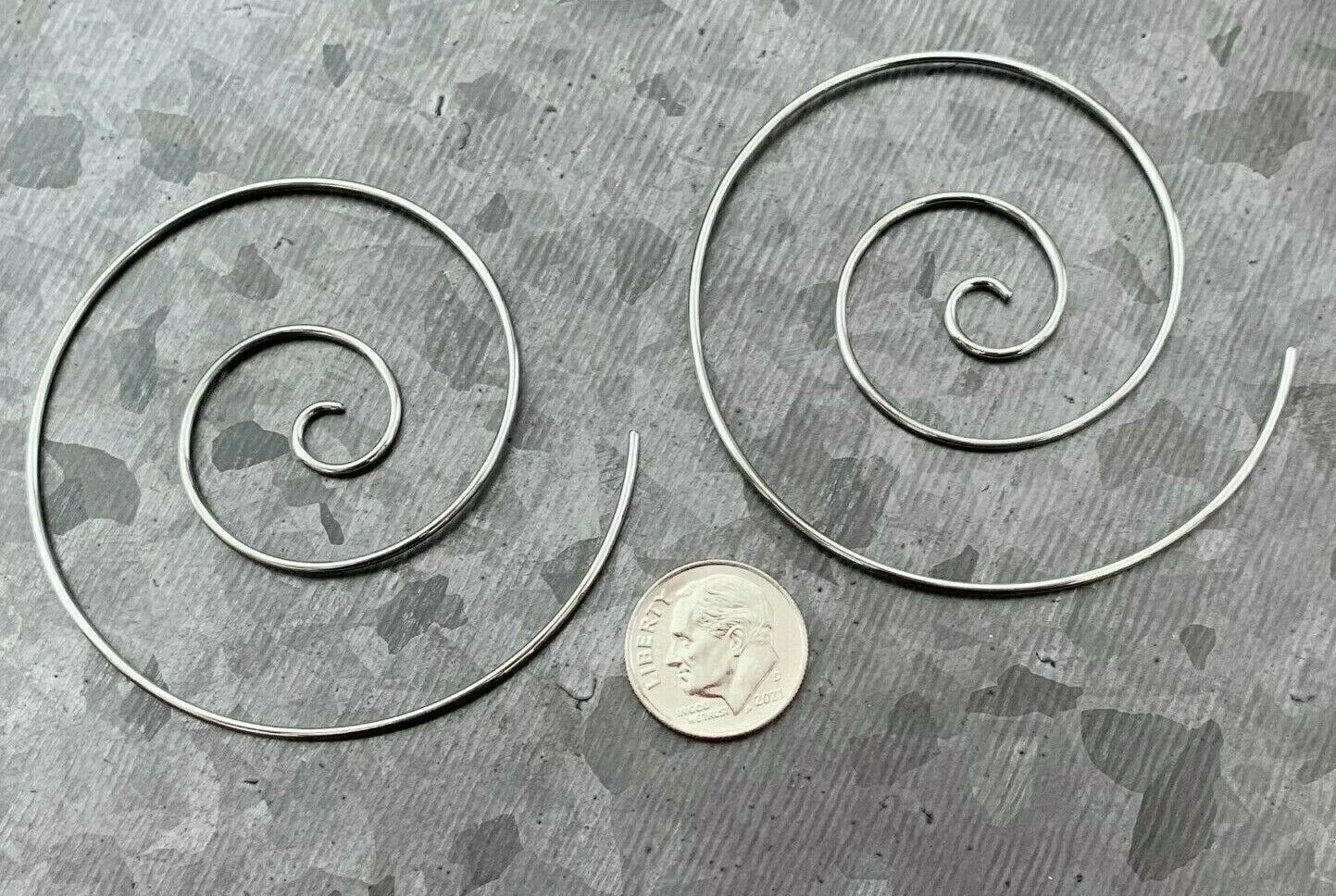 PAIR of Unique Large Steel Spiral Coiled Tapers - Gauges 14g (1.6mm) and 16g (1.2mm) available!
