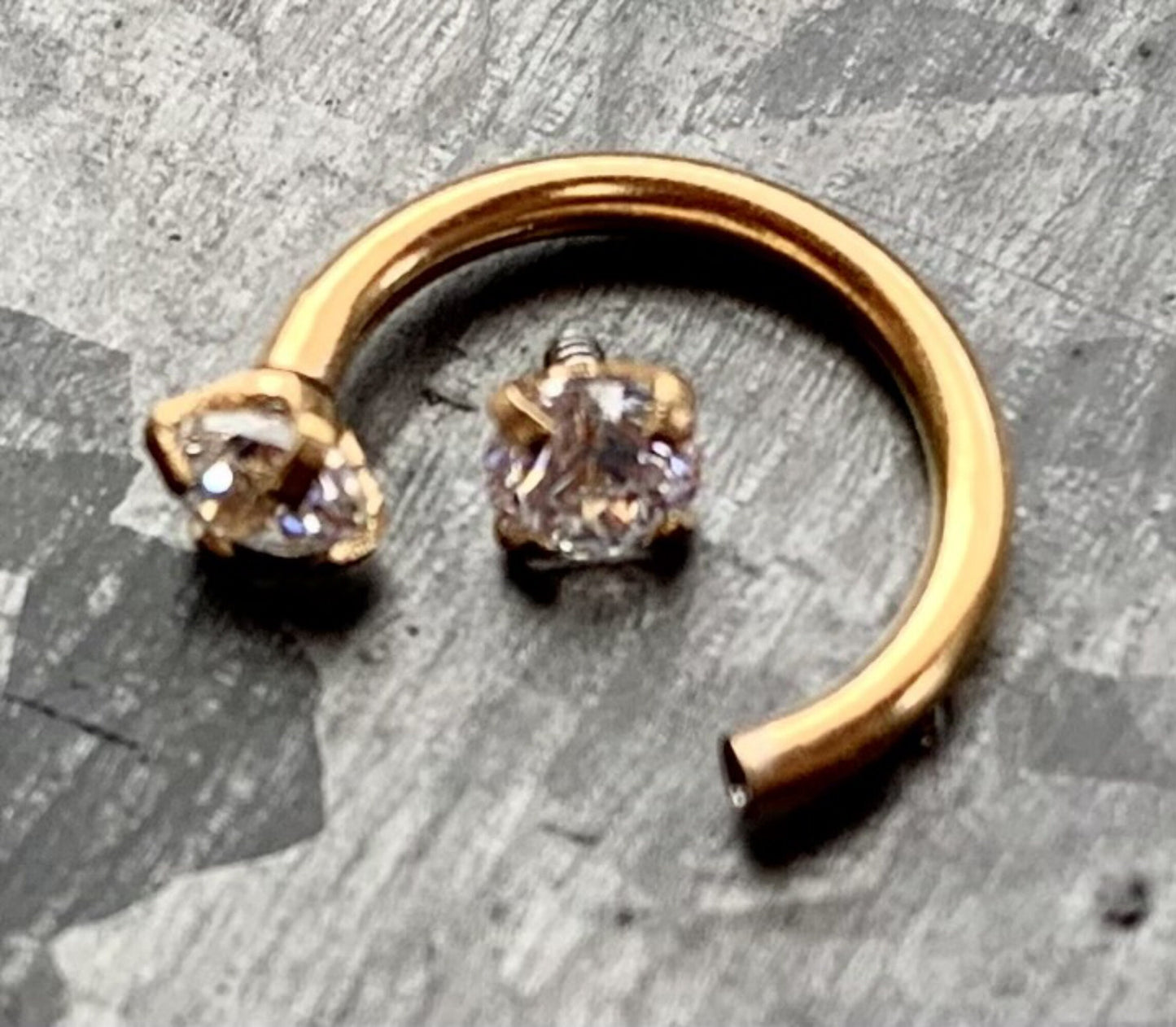 1pc Beautiful Internally Threaded Prong Set Gems Circular Horseshoe Barbell - 16g Septum, Helix Ring - You Choose Your Color!