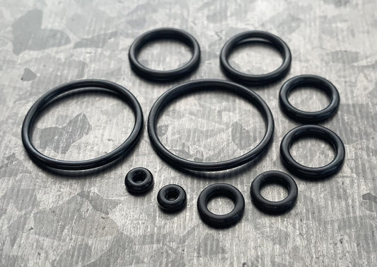 10 pack of Black Replacement O-Rings Bands for Plugs or Tunnels - 13 more colors available!