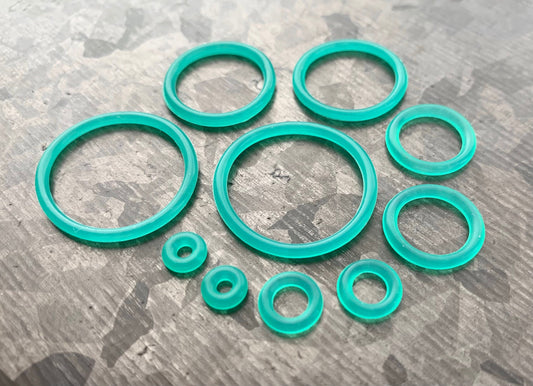 10 pack of Turquoise Replacement O-Rings Bands for Plugs or Tunnels - 13 more colors available!