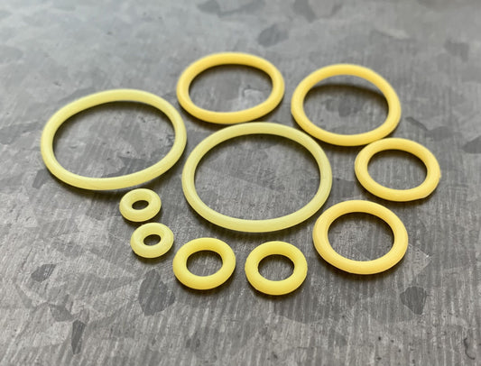 10 pack of Yellow Replacement O-Rings Bands for Plugs or Tunnels - 13 more colors available!