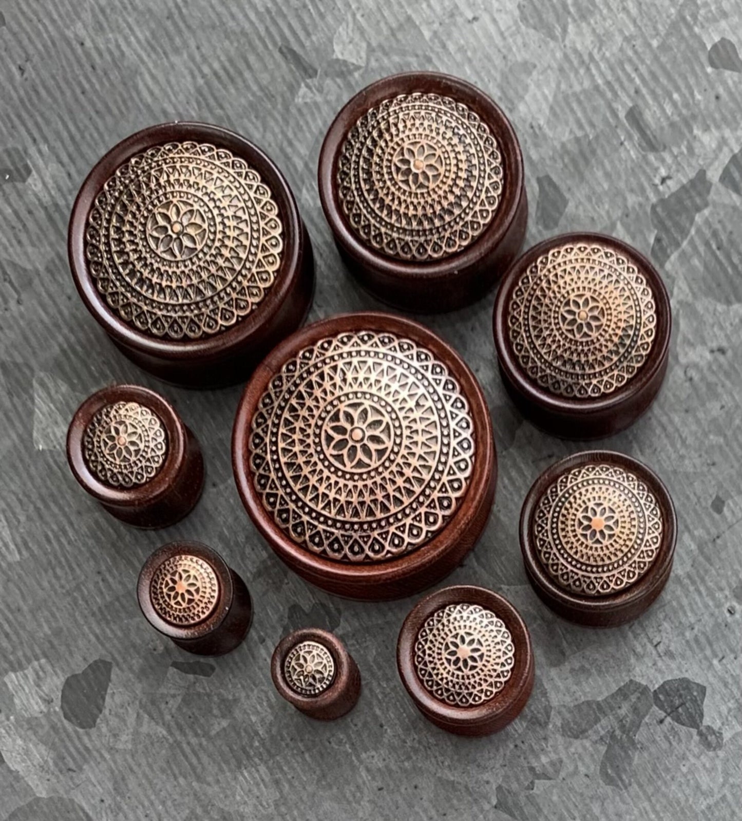 PAIR of Unique Organic Rose Wood with Flower Lattice Pattern Saddle Plugs - Gauges 2g (6mm) up to 1" (25mm) available!