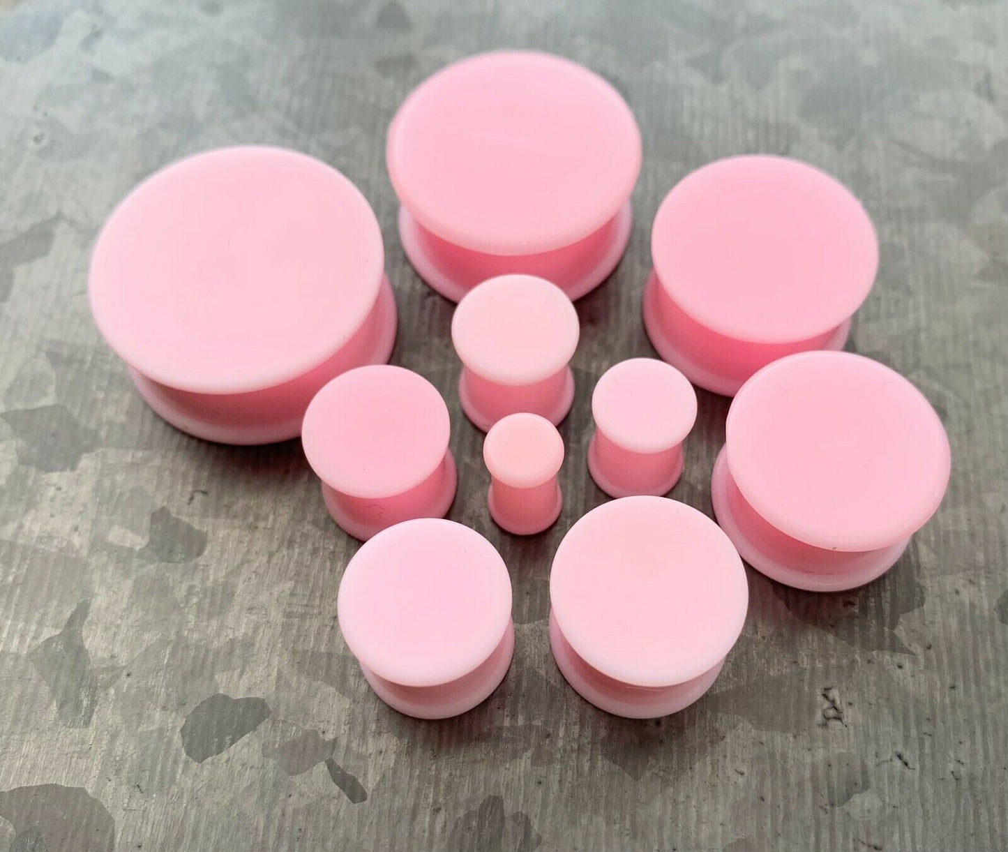 PAIR of Stunning Baby Pink Solid Silicone Double Flare Plugs - Gauges 2g (6mm) up to 51mm available!