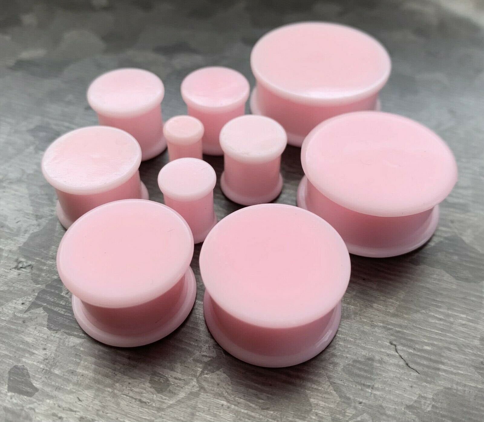 PAIR of Stunning Baby Pink Solid Silicone Double Flare Plugs - Gauges 2g (6mm) up to 51mm available!