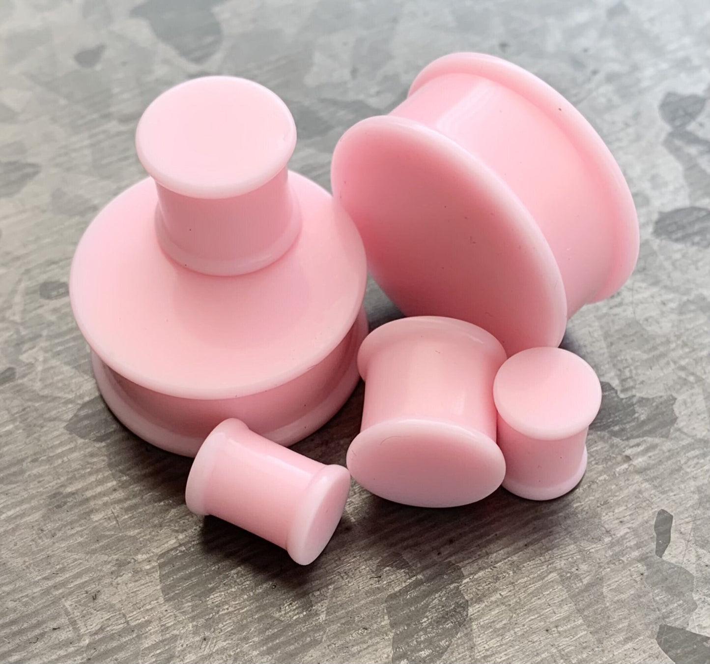PAIR of Stunning Baby Pink Solid Silicone Double Flare Plugs - Gauges 2g (6mm) up to 51mm available!