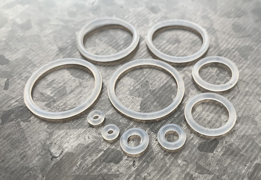 10 pack of Clear Replacement O-Rings Bands for Plugs or Tunnels - 13 more colors available!