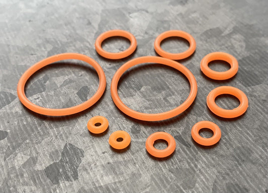 10 pack of Orange Replacement O-Rings Bands for Plugs or Tunnels - 13 more colors available!