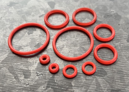 10 pack of Red Replacement O-Rings Bands for Plugs or Tunnels - 13 more colors available!