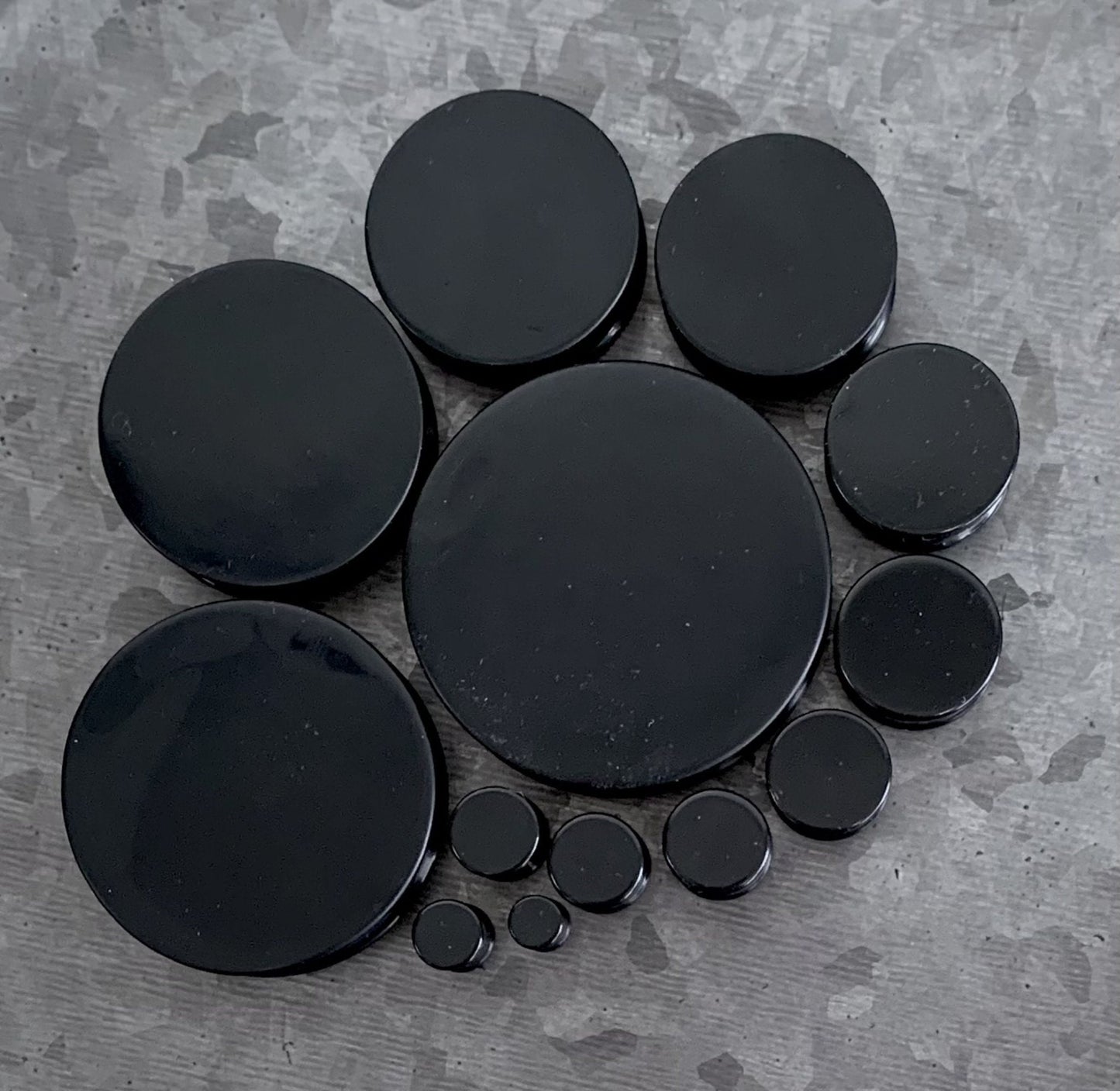PAIR of Midnight Black Solid Silicone Double Flare Plugs