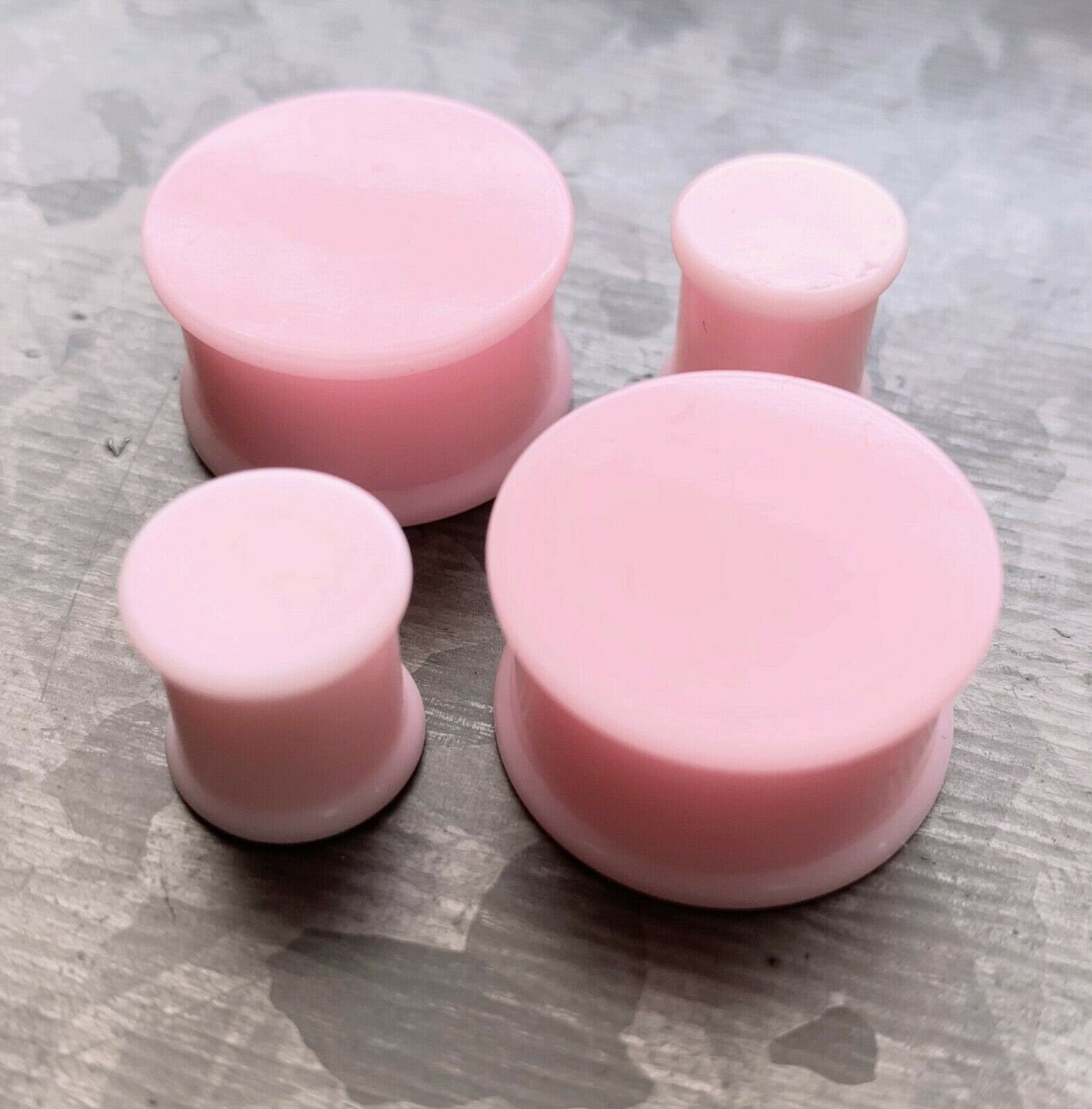 PAIR of Stunning Baby Pink Solid Silicone Double Flare Plugs - Gauges 2g (6mm) up to 51mm available!