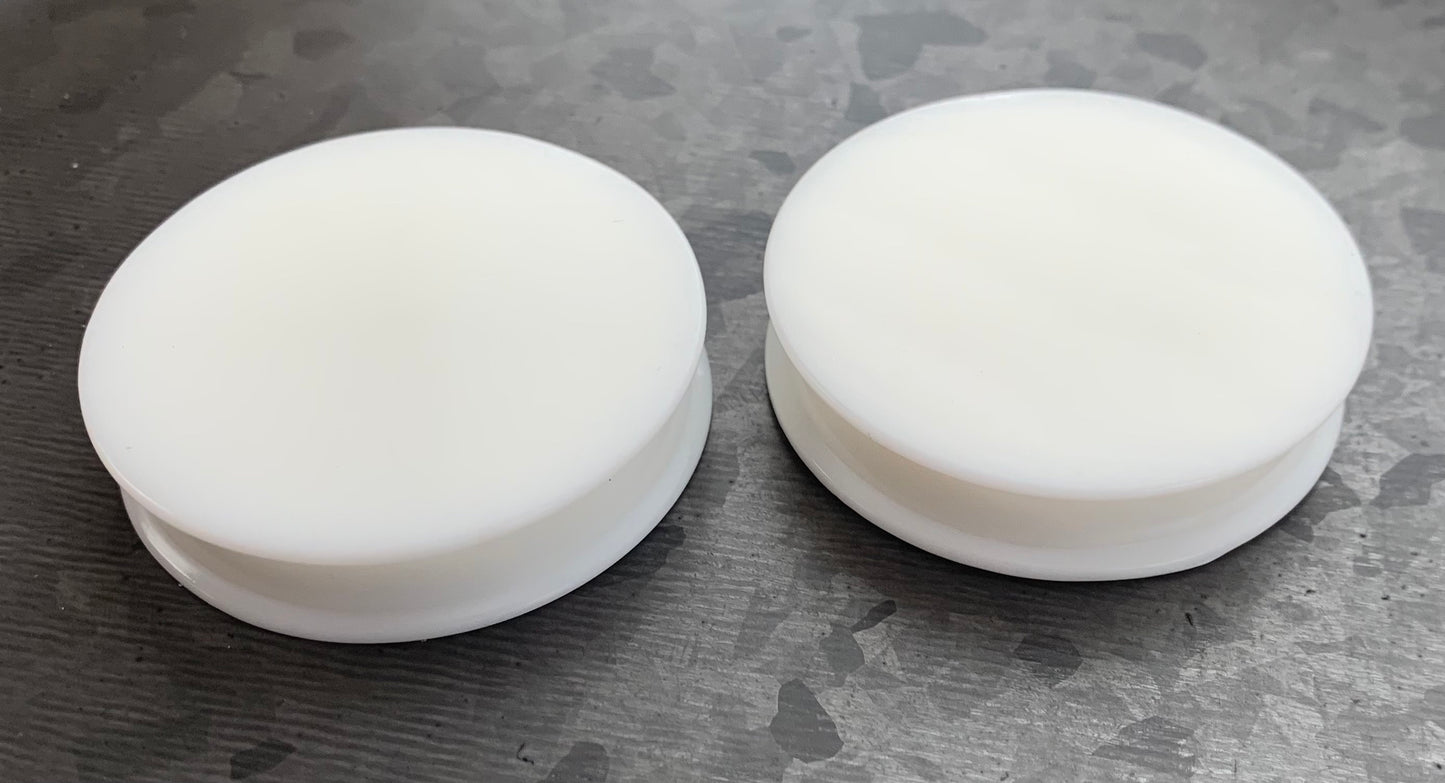 PAIR of Stunning Bright White Silicone Double Flare Plugs - Gauges 2g (6mm) up to 2" (51mm) available!