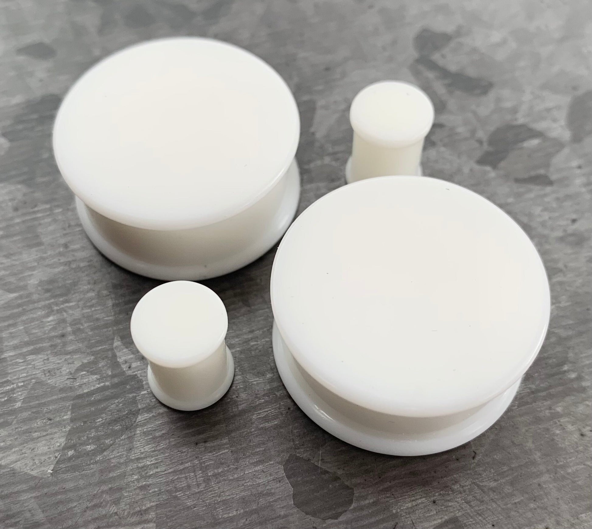 PAIR of Stunning Bright White Silicone Double Flare Plugs - Gauges 2g (6mm) up to 2" (51mm) available!