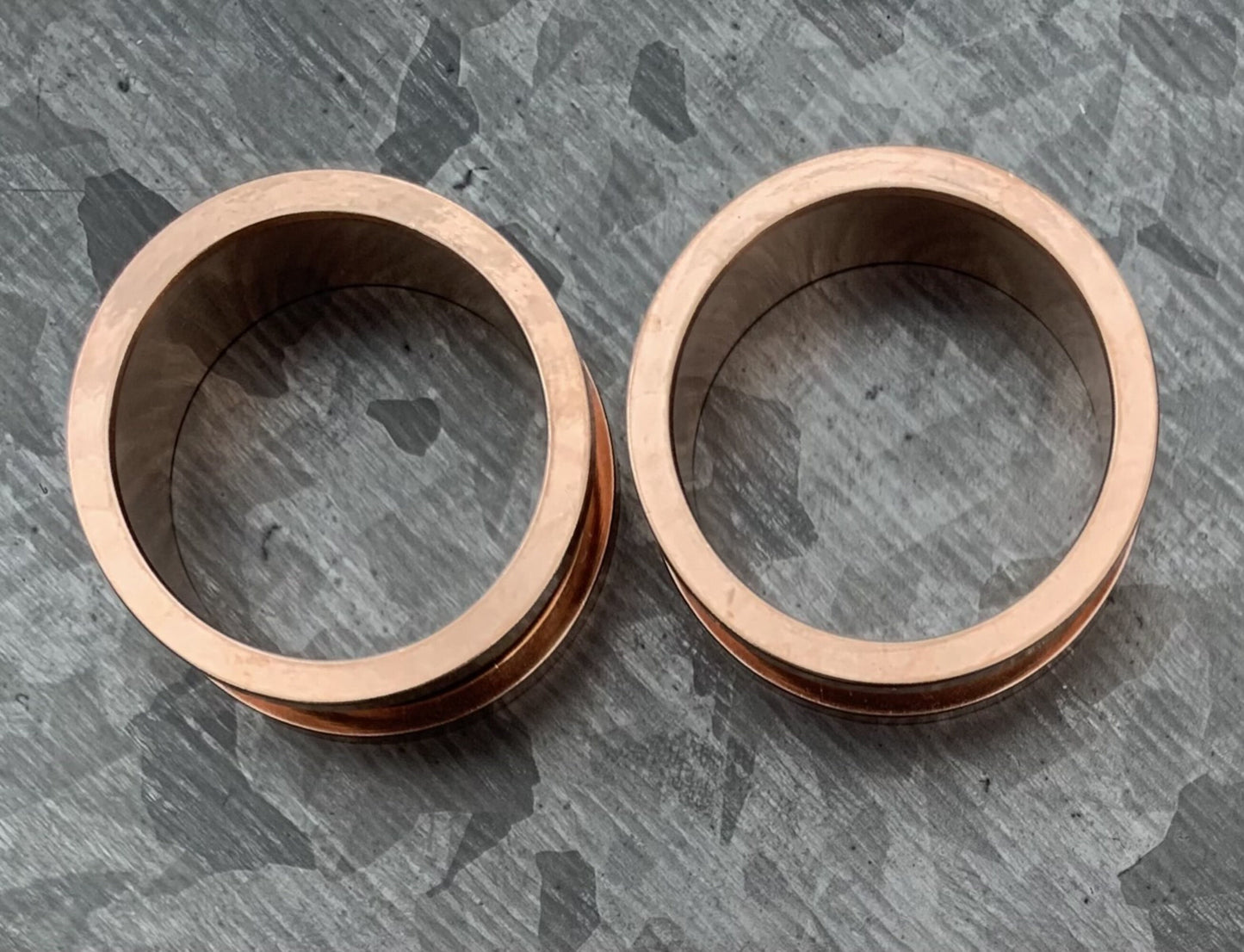 PAIR of Beautiful Rose Gold Ion Plated 316L Steel Screw Fit Tunnels/Plugs - Gauges 8g (3mm) thru 1" (25mm) available!