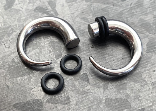 PAIR of Beautiful 316L Surgical Steel Round Hook Tapers/Expanders with O-Rings
