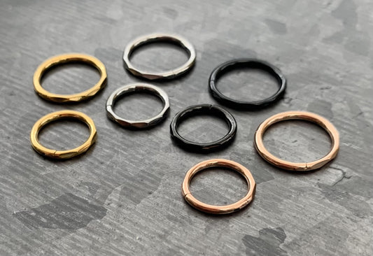 1pc Implant Grade Titanium Faceted Hinged Segment Septum Ring - 16g - 10mm, 8mm - Silver, Black, Gold & Rose Gold available!