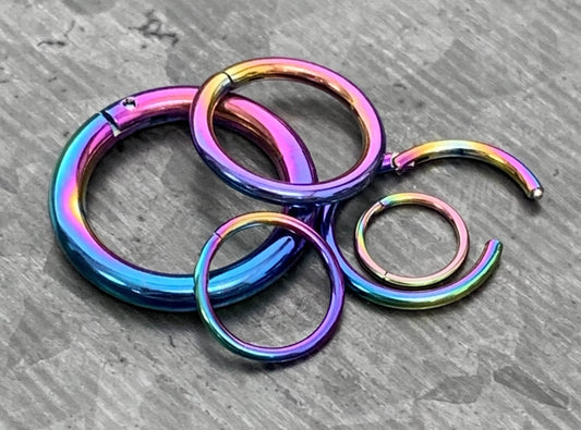 1 Piece of Unique Rainbow Hinged Segment Septum Ring/Hoop - Gauges 10g, 12g, 14g, 16g, 18g & 20g available!