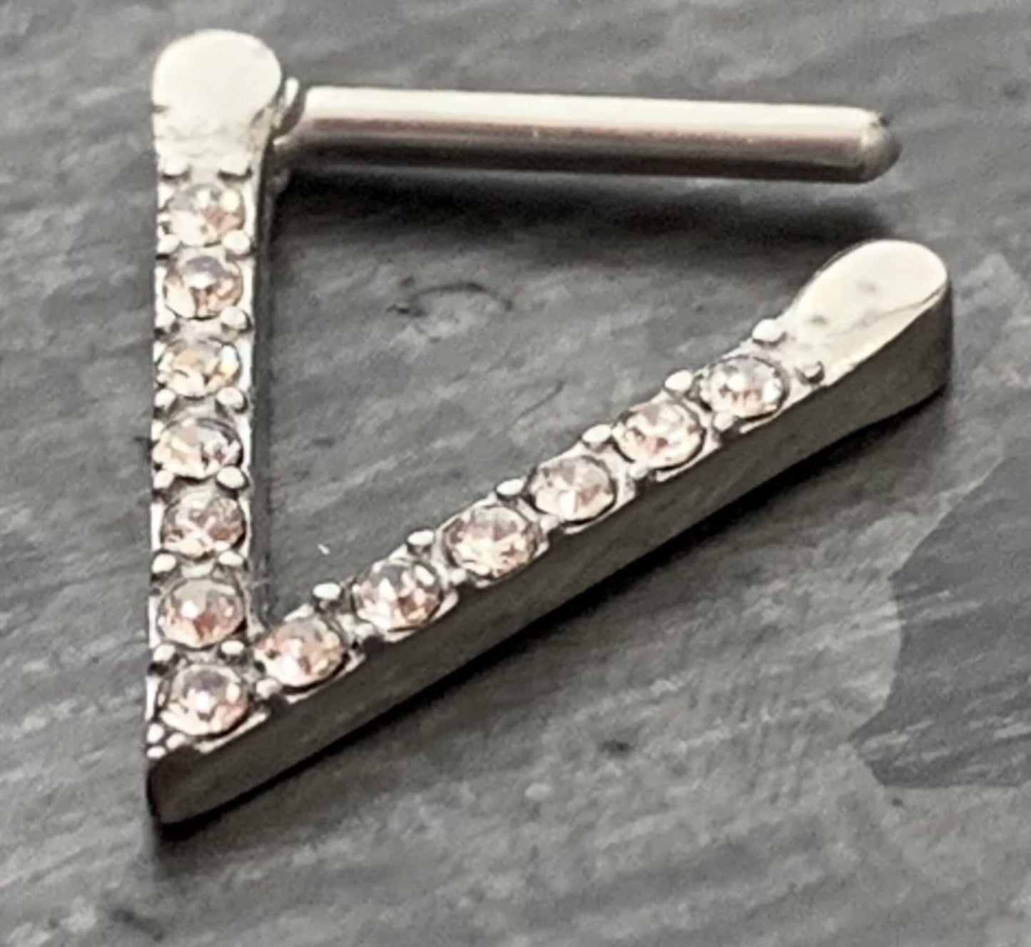 1 Piece Unique Triangle CZ Gem Steel Hinged Segment Ring - 16g - 8mm internal diameter - Black, Silver and Gold available!