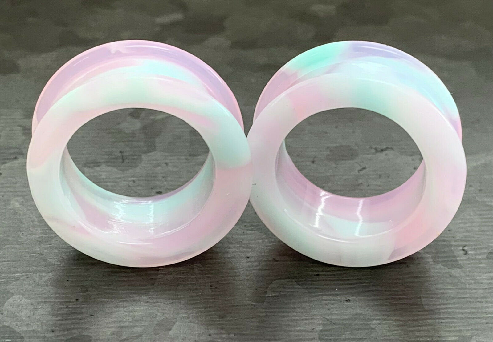 PAIR of Unique Cotton Candy Galaxy Style Double Flare Swirl Silicone Tunnel/Plugs - Gauges 2g (6.5mm) up to 2" (50mm) available!
