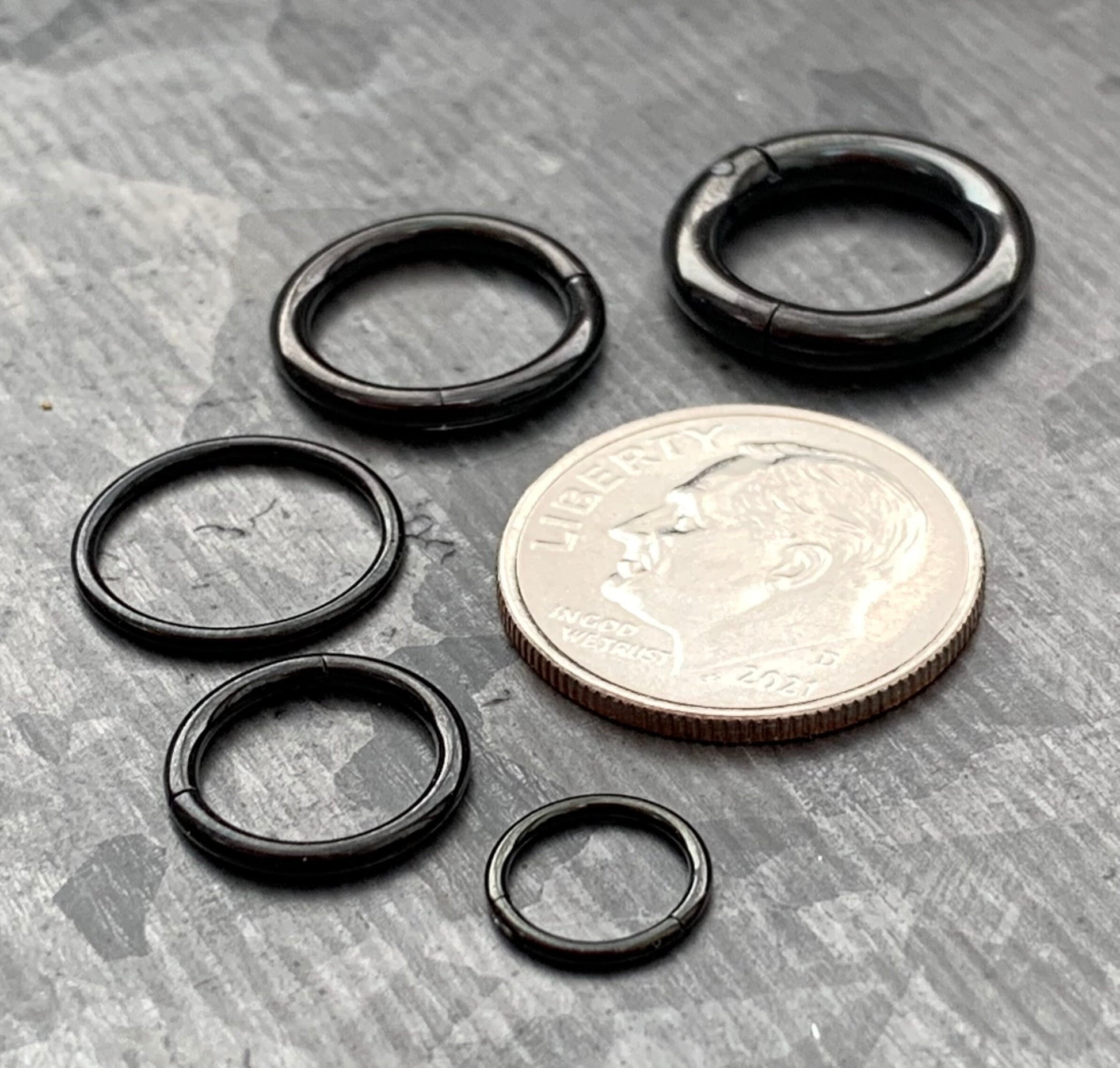 1 Piece of Brilliant Black Hinged Segment Septum Ring/Hoop - Gauges 10g, 12g, 14g, 16g, 18g & 20g available!