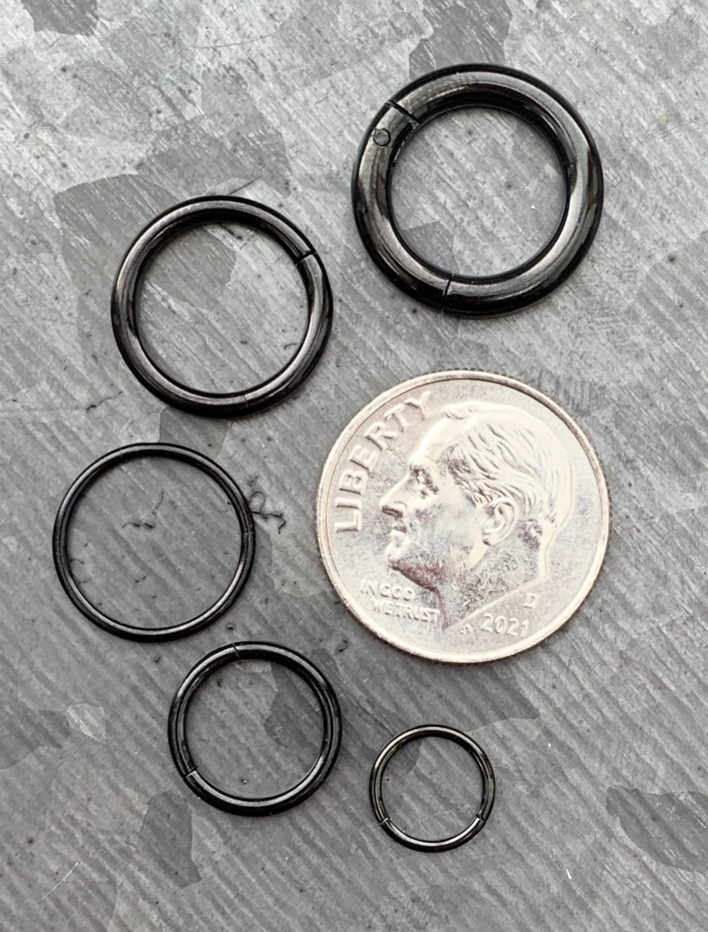 1 Piece of Brilliant Black Hinged Segment Septum Ring/Hoop - Gauges 10g, 12g, 14g, 16g, 18g & 20g available!