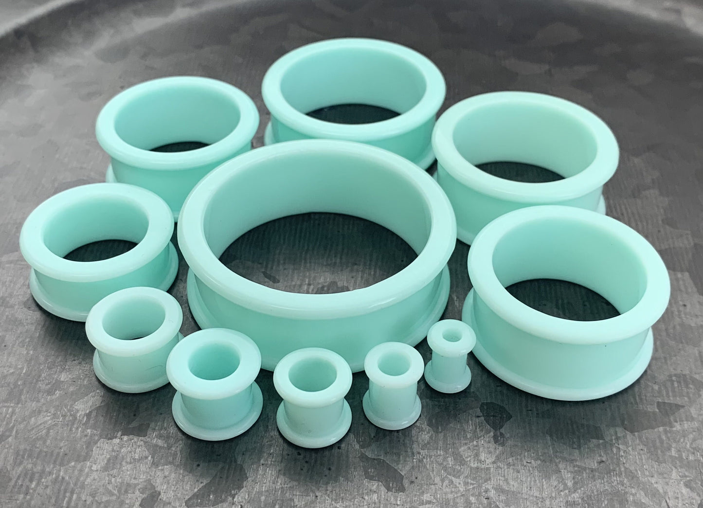 PAIR of Unique Teal Silicone Double Flare Tunnels - Gauges 2g (6mm) up to 2" (51mm) available!