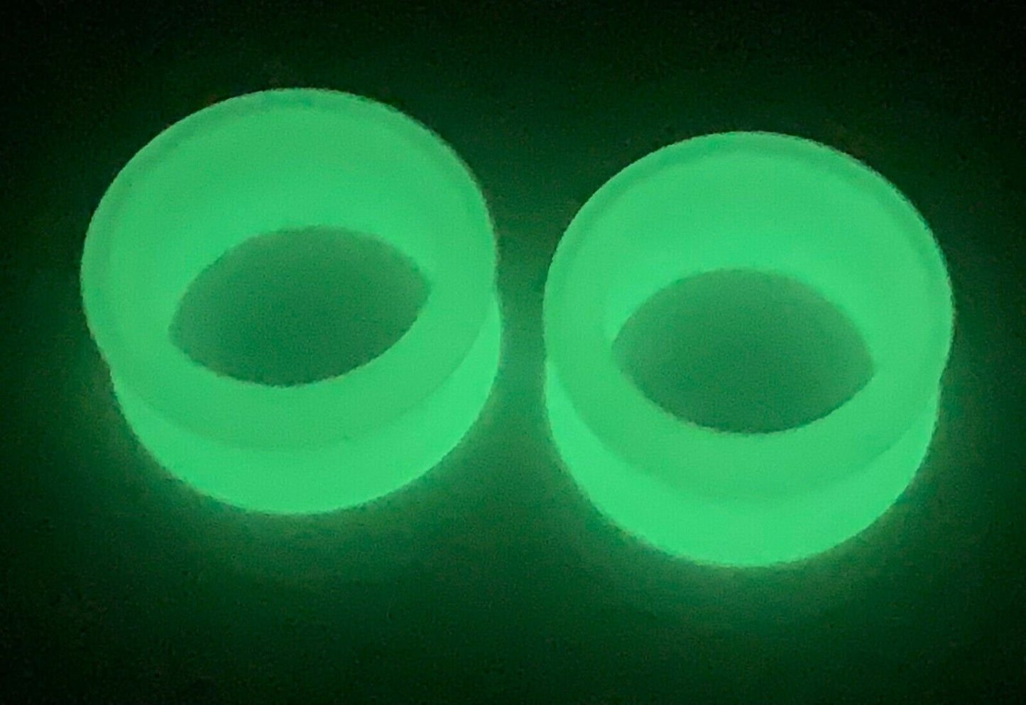 PAIR of Unique Glow in the Dark Silicone Double Flare Tunnels - Gauges 2g (6mm) up to 1" (25mm) available!