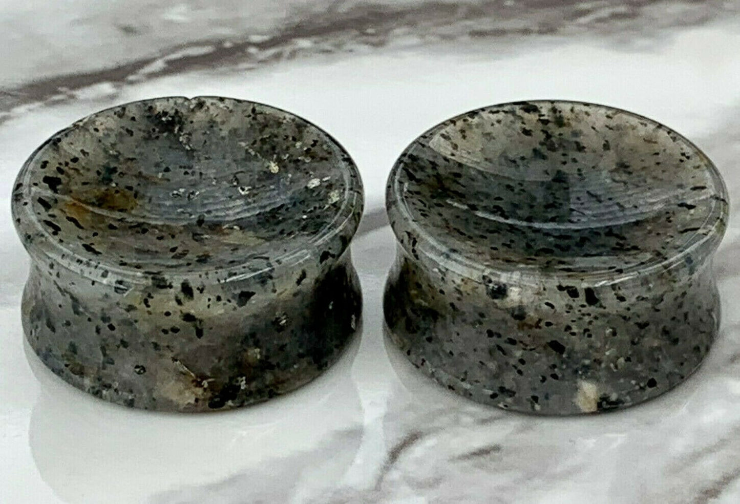 PAIR of Stunning Organic Concave Grass Quartz Double Flare Stone Plugs - Gauges 2g (6mm) up to 1" (25mm) available!