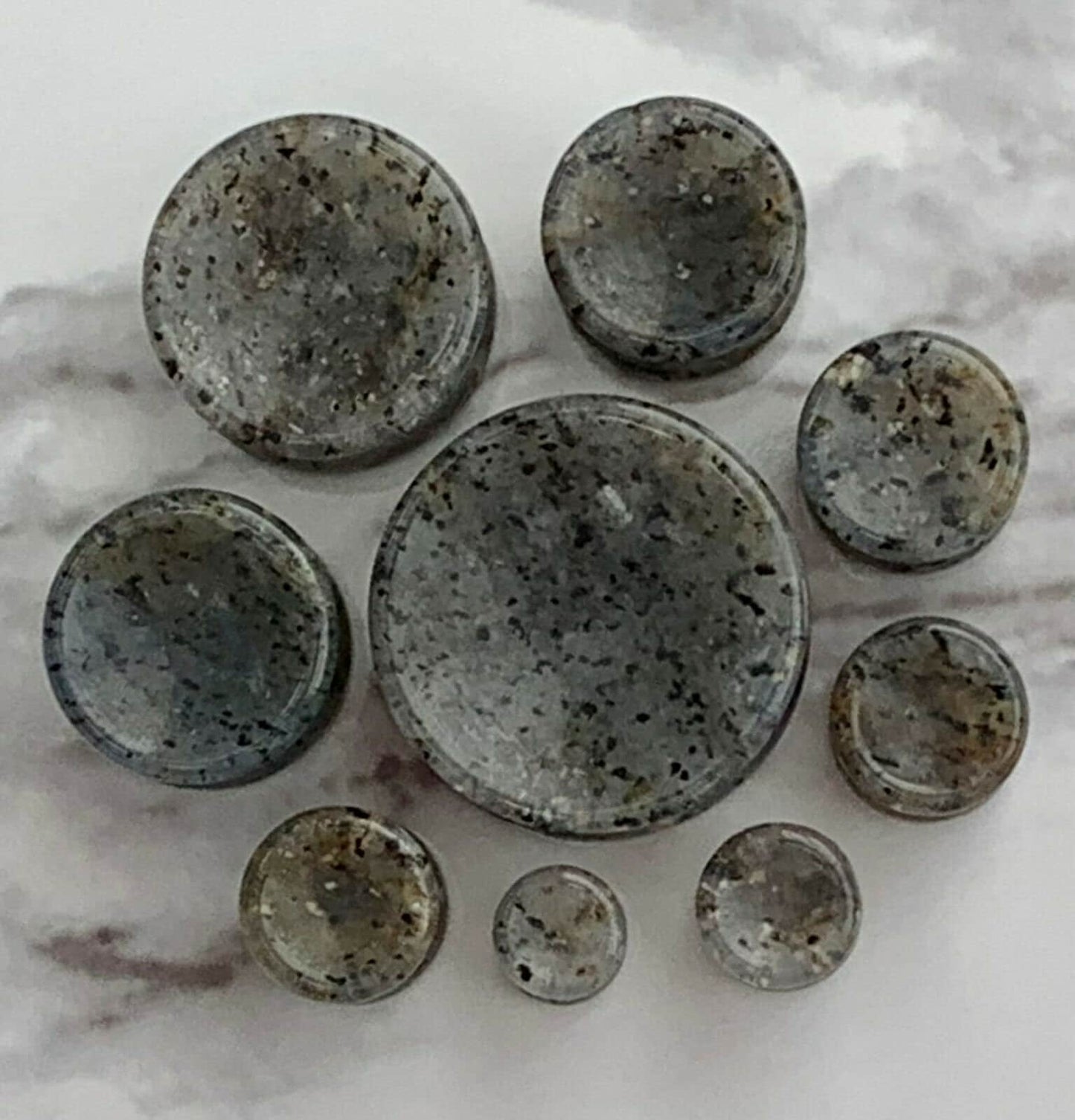PAIR of Stunning Organic Concave Grass Quartz Double Flare Stone Plugs - Gauges 2g (6mm) up to 1" (25mm) available!