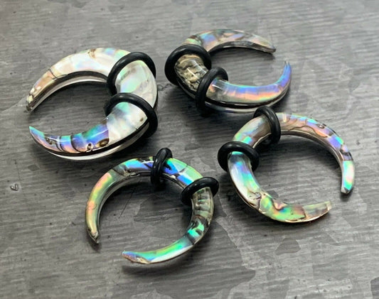 PAIR of Unique Organic Abalone Resin Buffalo Tapers Plugs - Gauges 6g (4mm) thru 0g (8mm) available!