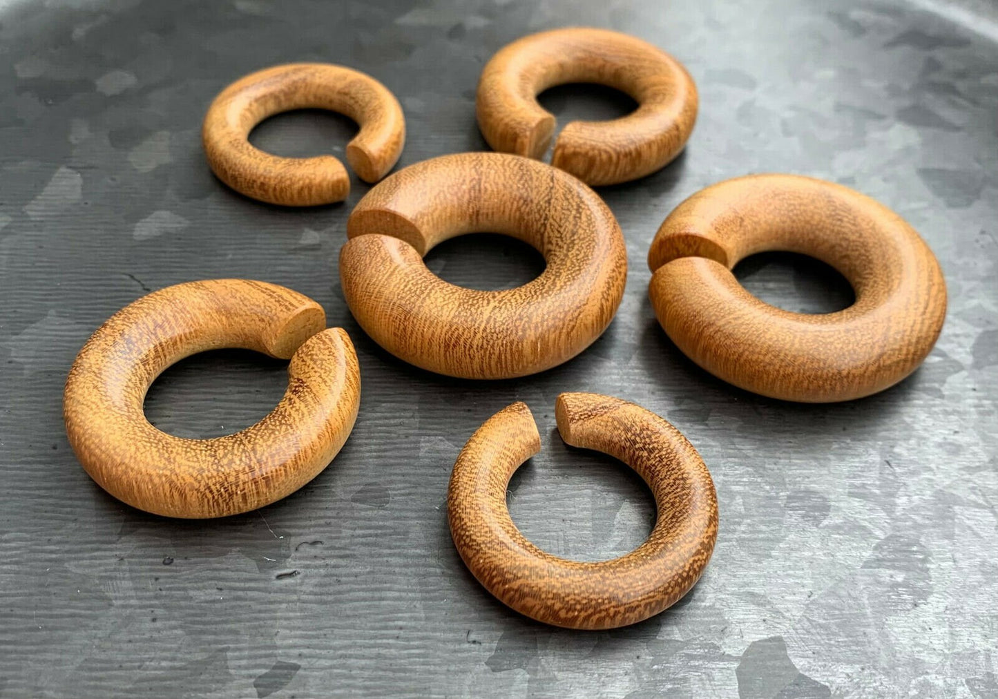 PAIR of Unique Jackfruit Wood Hoops Hanger Tapers/Plugs - Gauges 2g (6mm) thru 00g (10mm) available!