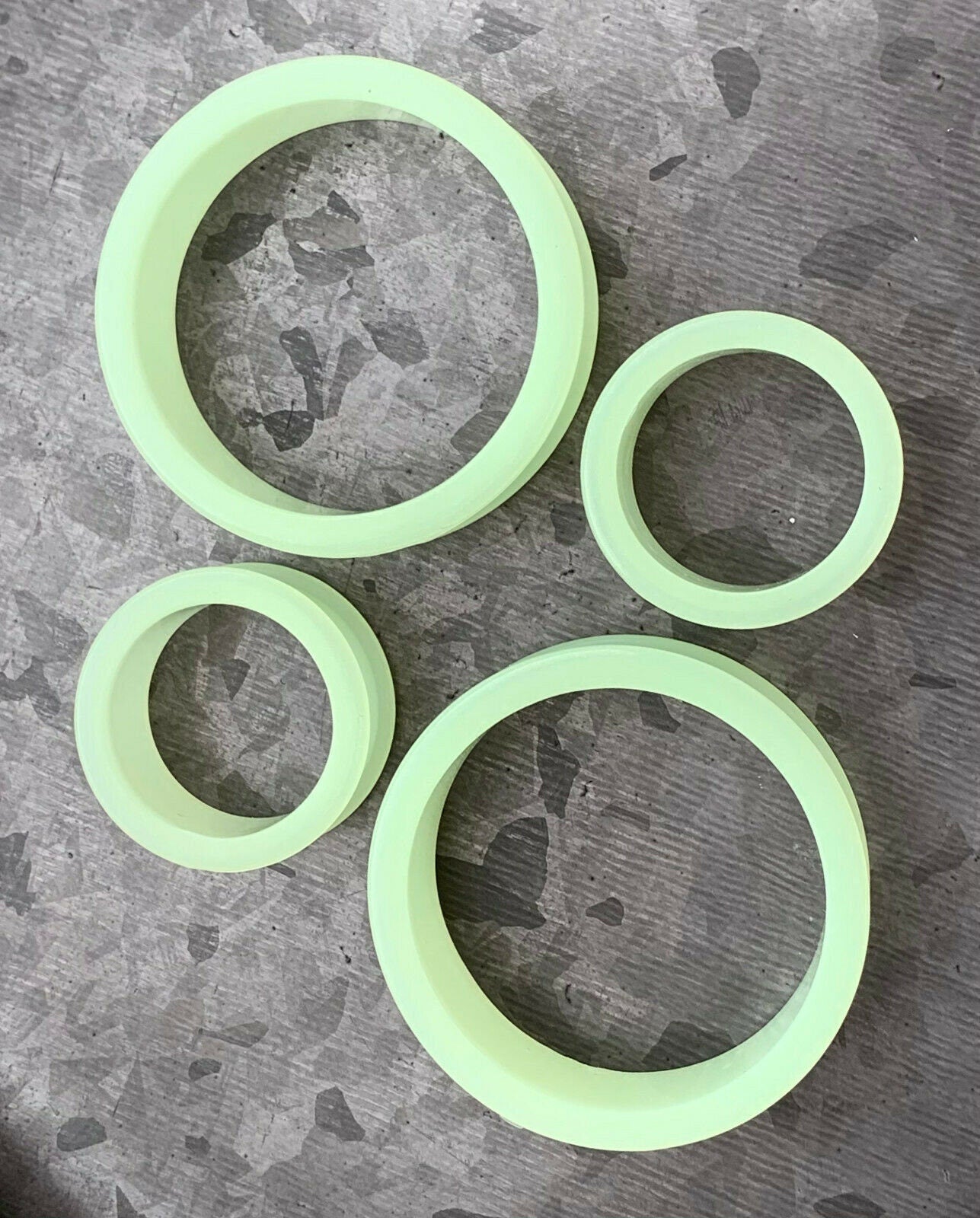 PAIR of Unique Glow in the Dark Silicone Double Flare Tunnels - Gauges 1&1/8" (29mm) up to 2" (51mm) available!