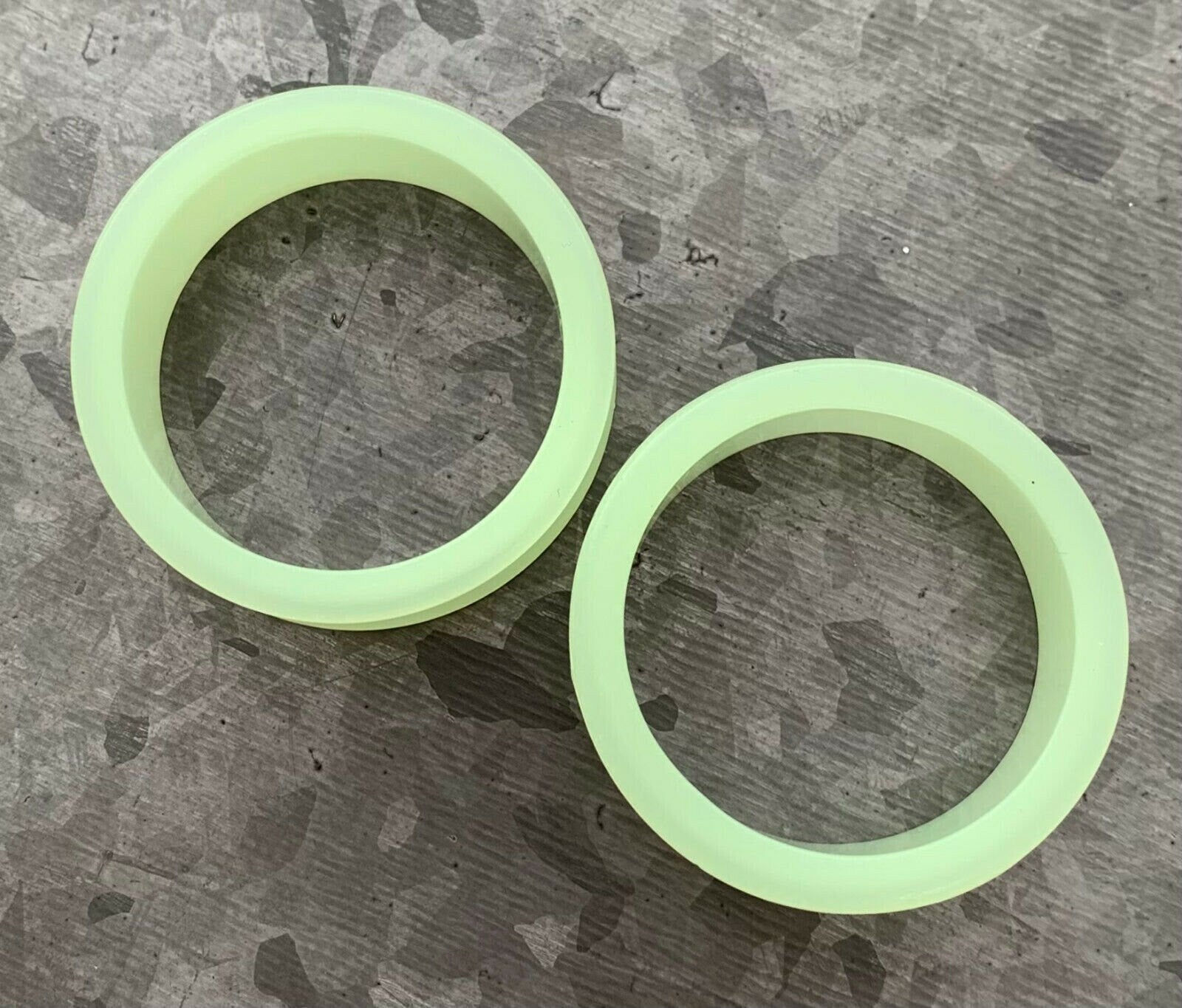 PAIR of Unique Glow in the Dark Silicone Double Flare Tunnels - Gauges 1&1/8" (29mm) up to 2" (51mm) available!