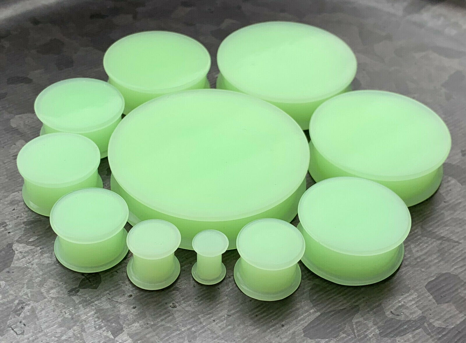 PAIR of Stunning Glow in the Dark Solid Silicone Double Flare Plugs - Gauges 2g (6mm) up to 2" (51mm) available!