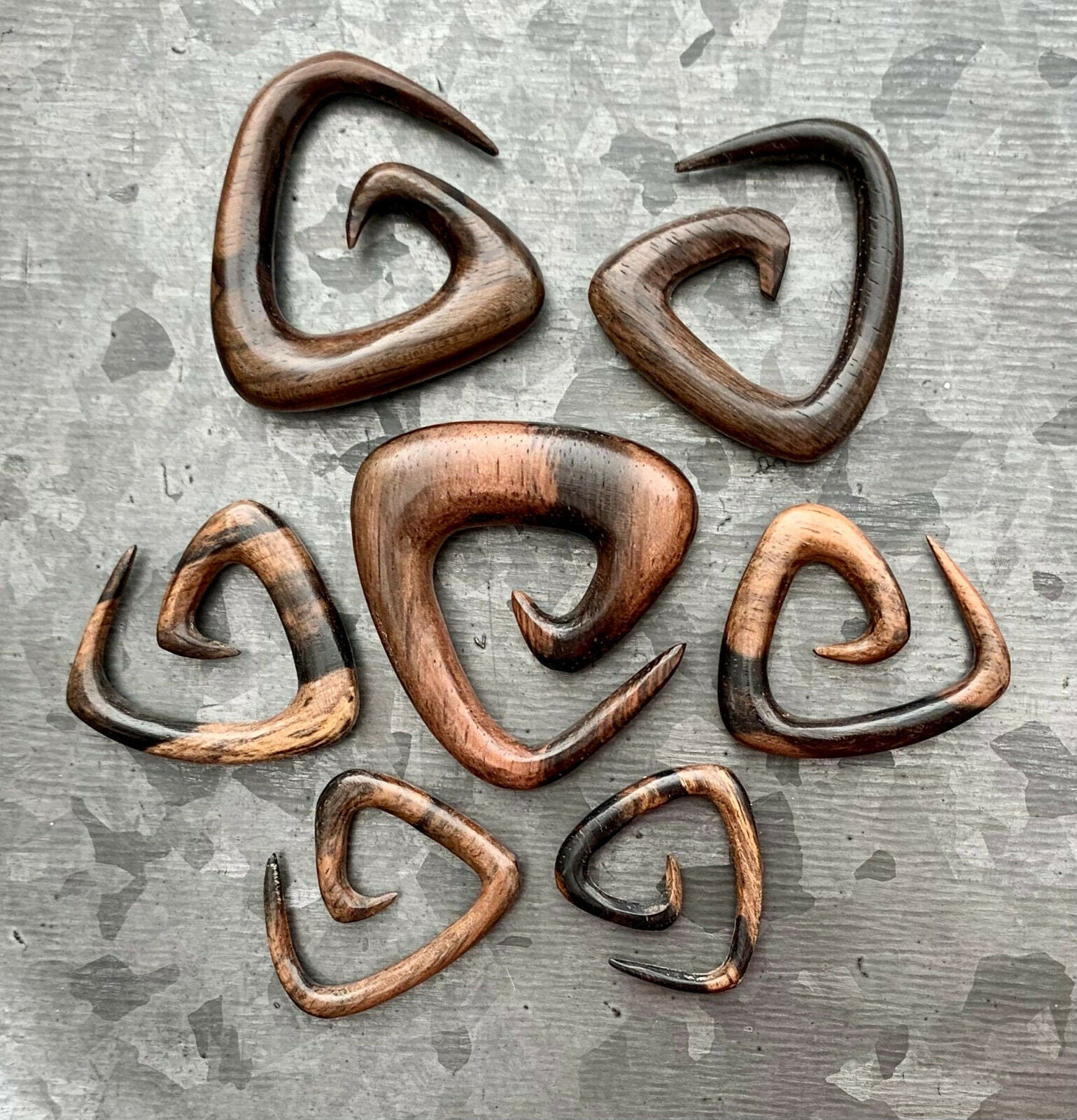 PAIR of Unique Organic Sono Triangle Tapers Hangers - Gauges 8g (3mm) up to 00g (10mm) available!