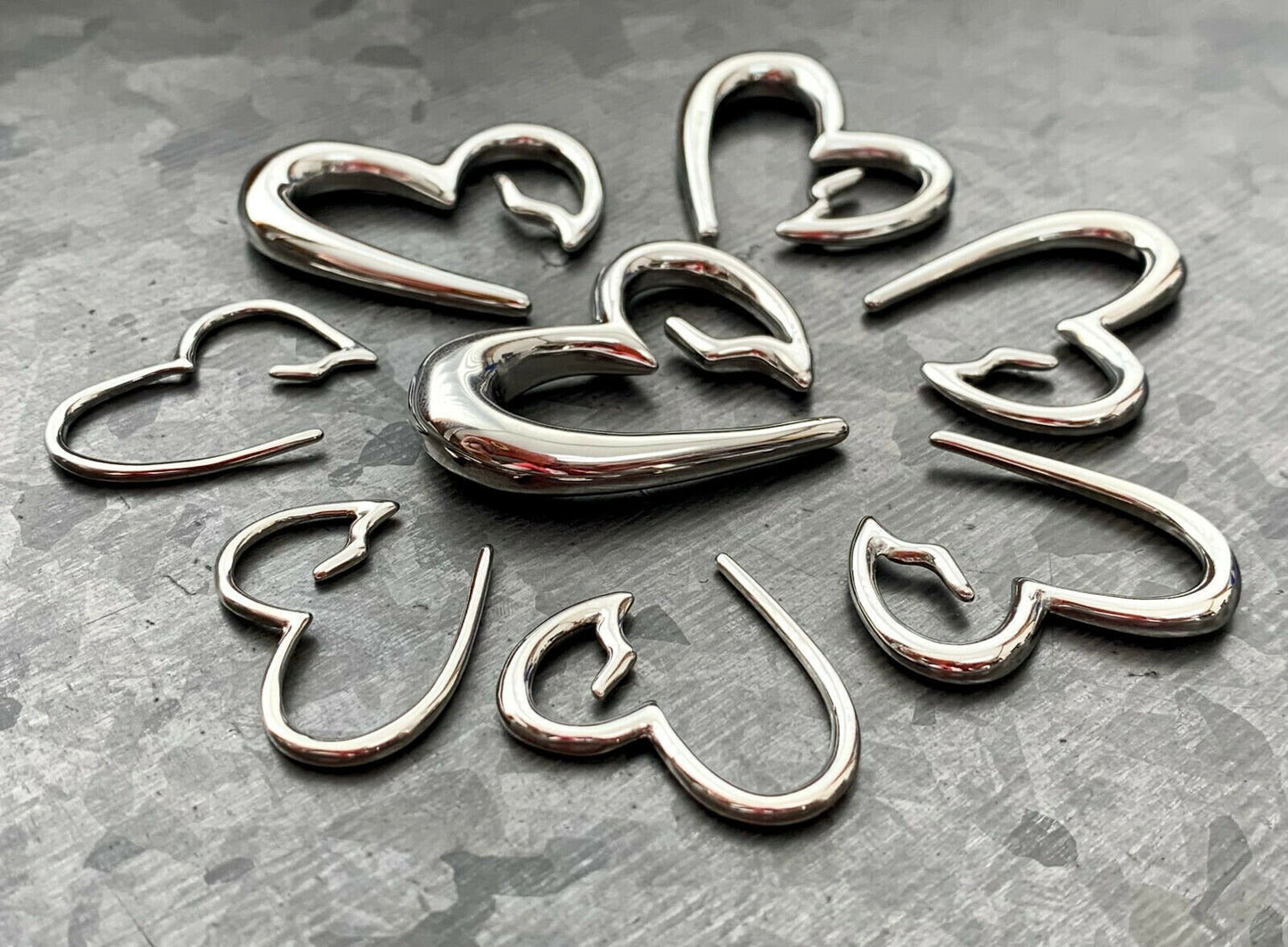 PAIR of Unique Surgical Steel Heart Breaker Tapers 8mm (0g) ONLY!!!!!!!!!!!!!!!!!