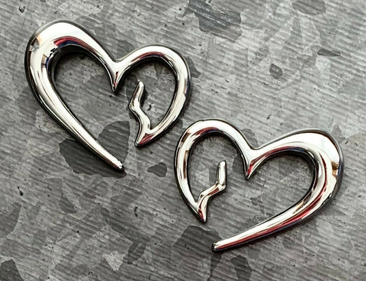 PAIR of Unique Surgical Steel Heart Breaker Tapers 8mm (0g) ONLY!!!!!!!!!!!!!!!!!