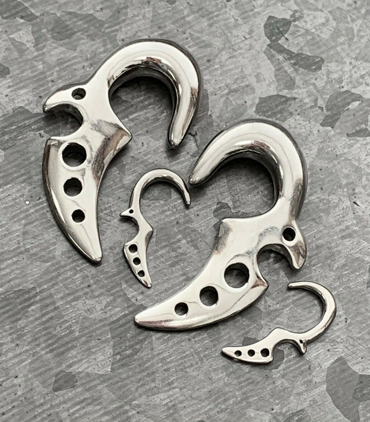 PAIR of Unique Claw / Fang Style Steel Tapers