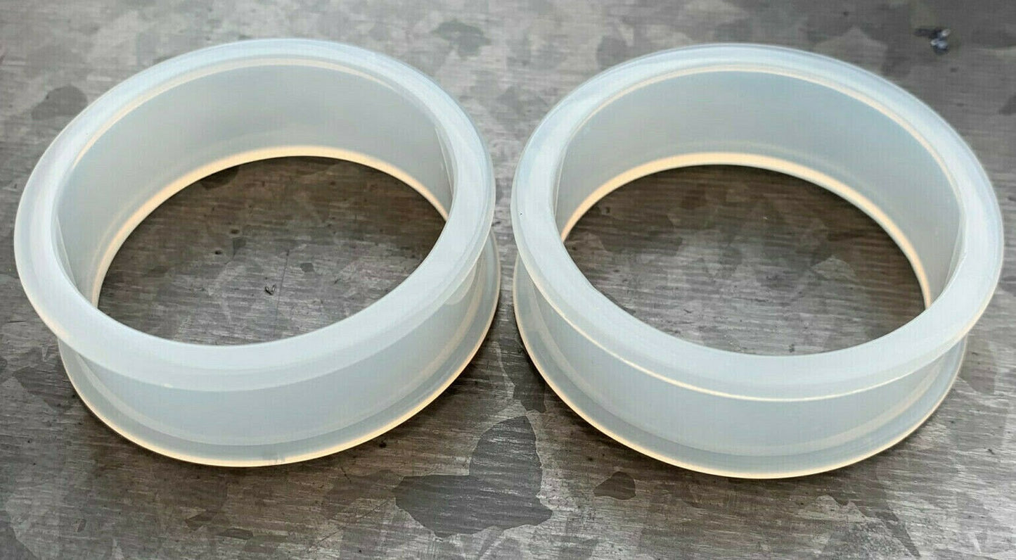 PAIR of Clear Double Flare Silicone Tunnel/Plugs - Gauges 2g (6.5mm) up to 2" (50mm) available!