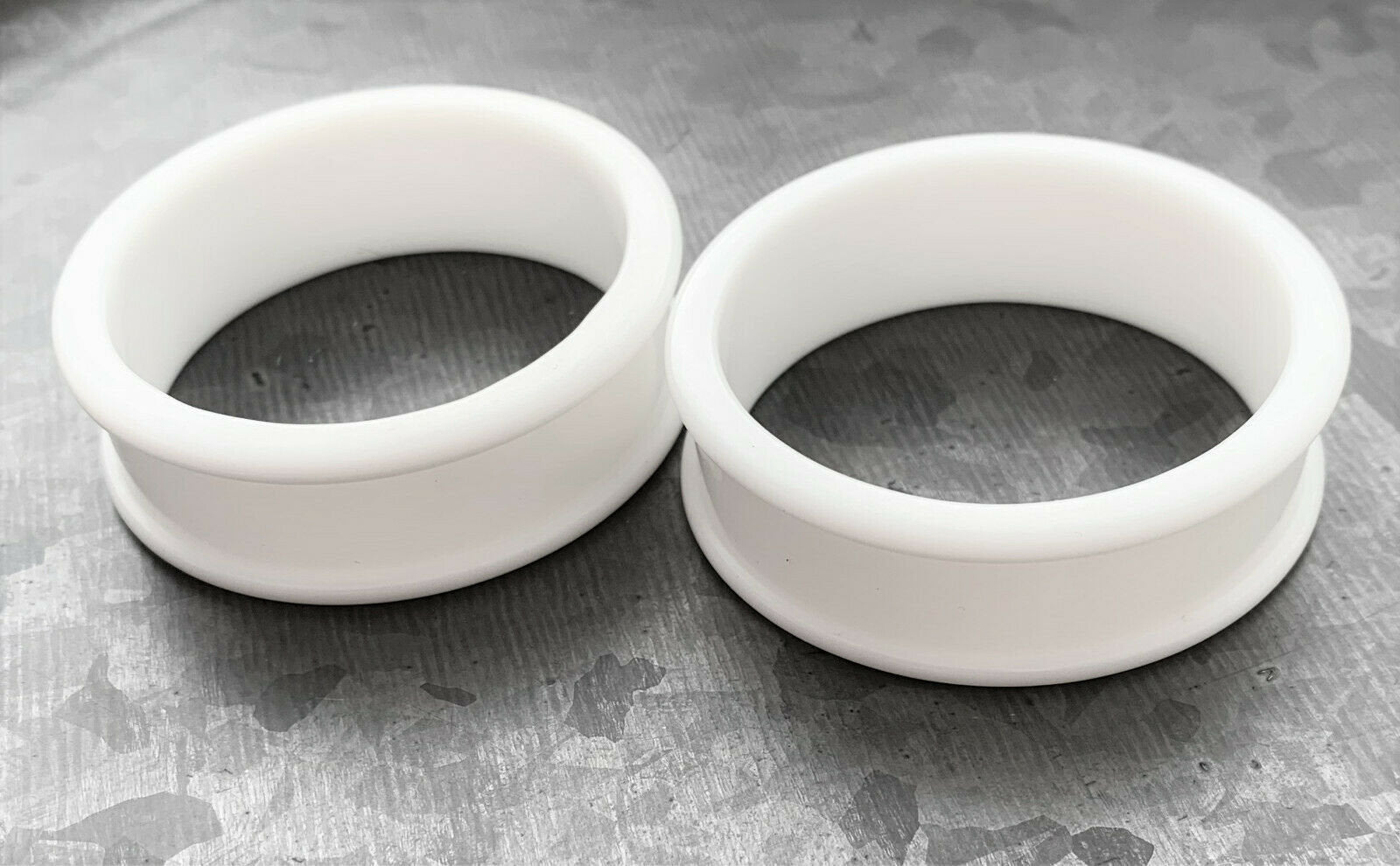 PAIR of Brilliant Bright White Silicone Double Flare Tunnels - Gauges 2g (6mm) up to 2" (51mm) available!