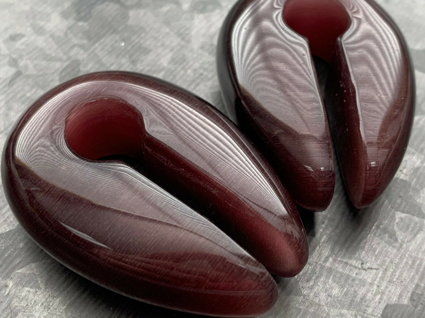 PAIR of Stunning Purple Cat Eye Keyhole Hanger Ear Weight Tunnels/Plugs - Gauge 0g (8mm) thru 5/8 (16mm) available!