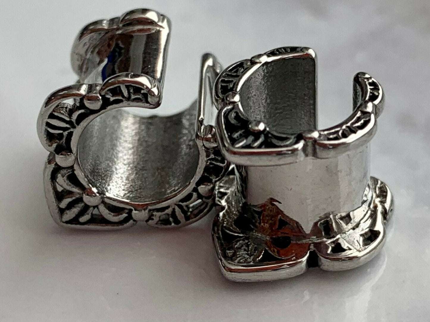 PAIR of Fretwork Ear Spreaders made with 316L ASTM F-138 Surgical Steel Tunnels/Plugs - Gauges 0g (8mm) thru 5/8" (16mm) available!