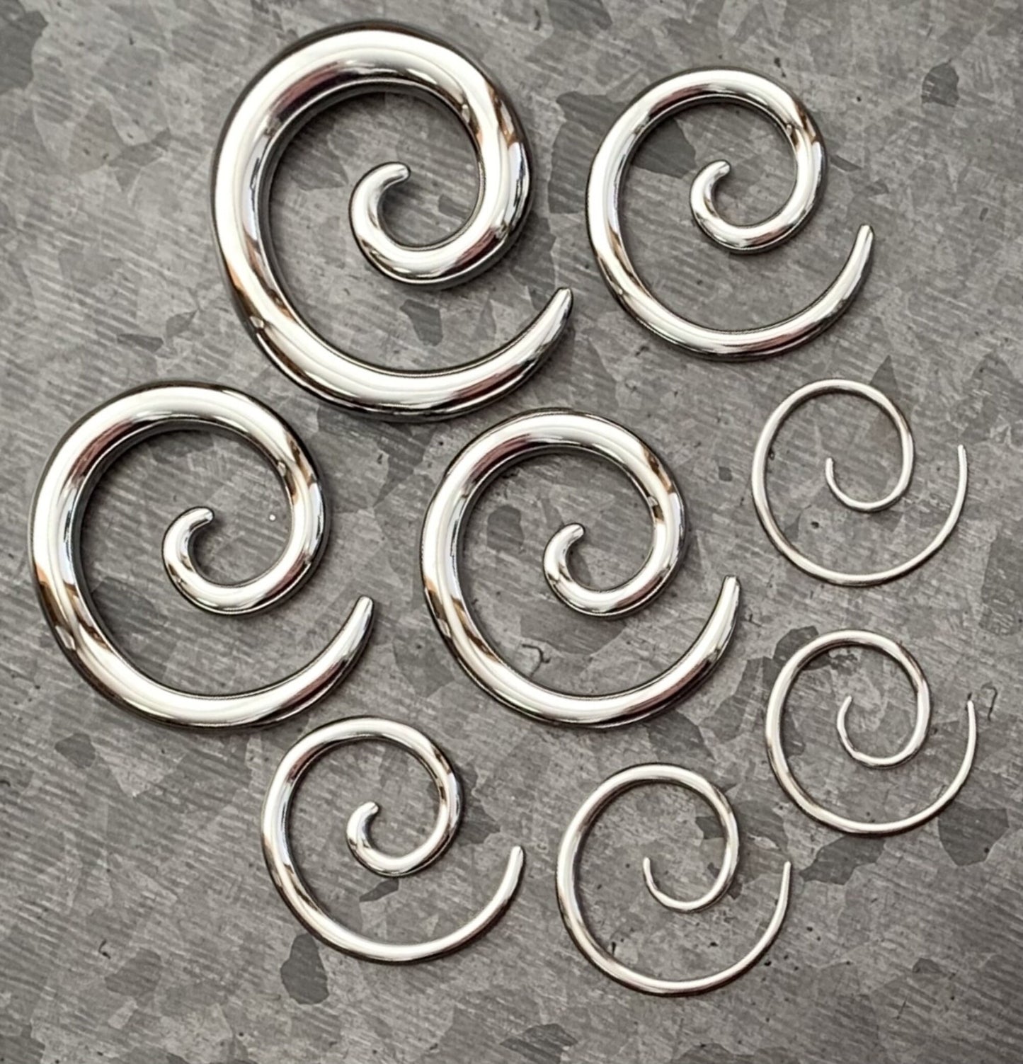 PAIR of Unique Stainless Steel Spiral Tapers Expanders - Gauges 14g thru 0g (8mm) available!