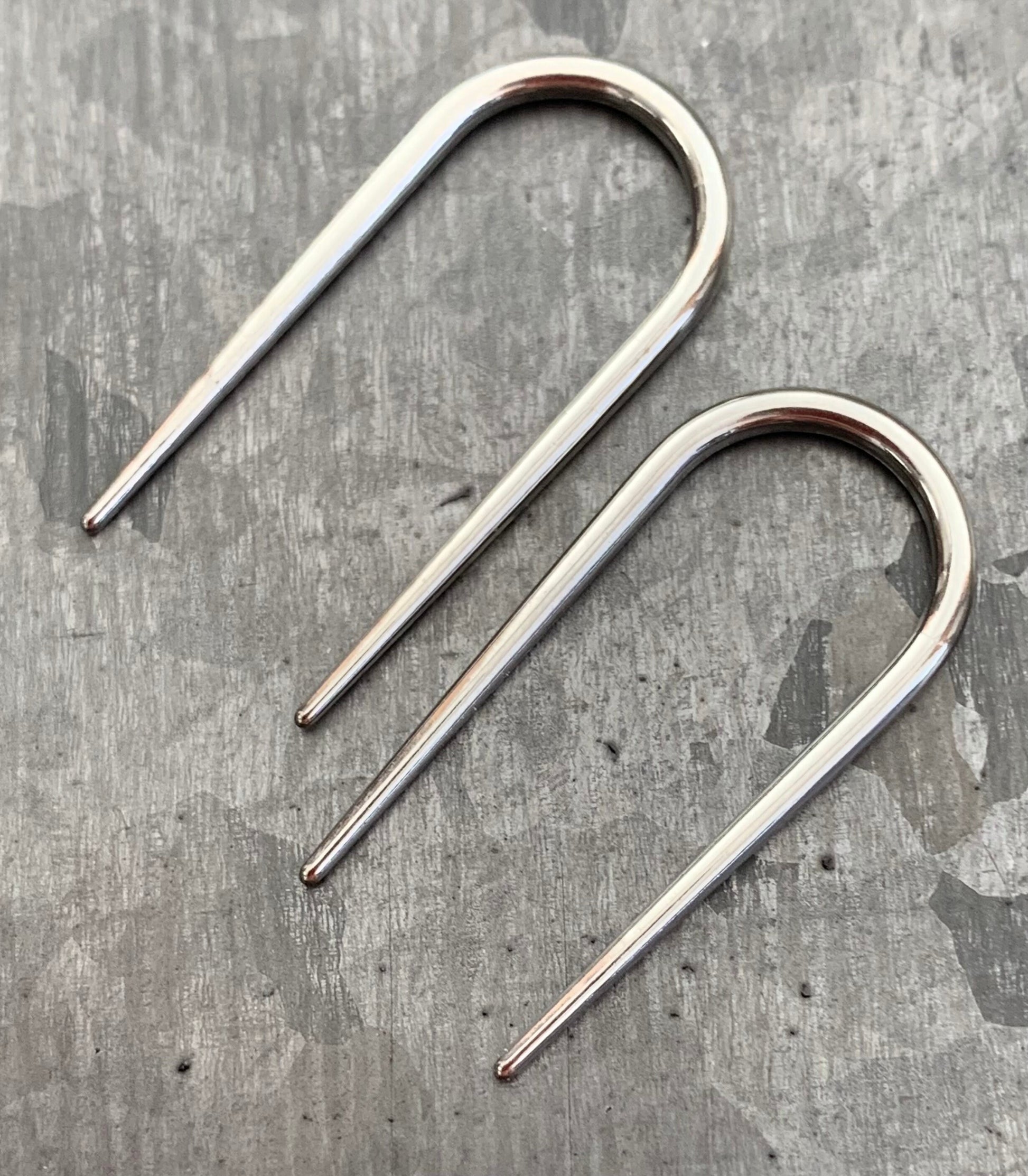 PAIR of Unique Surgical Steel U-Shaped Tapers Plugs - Gauges 14g (1.6mm) thru 10g (2.5mm) available!