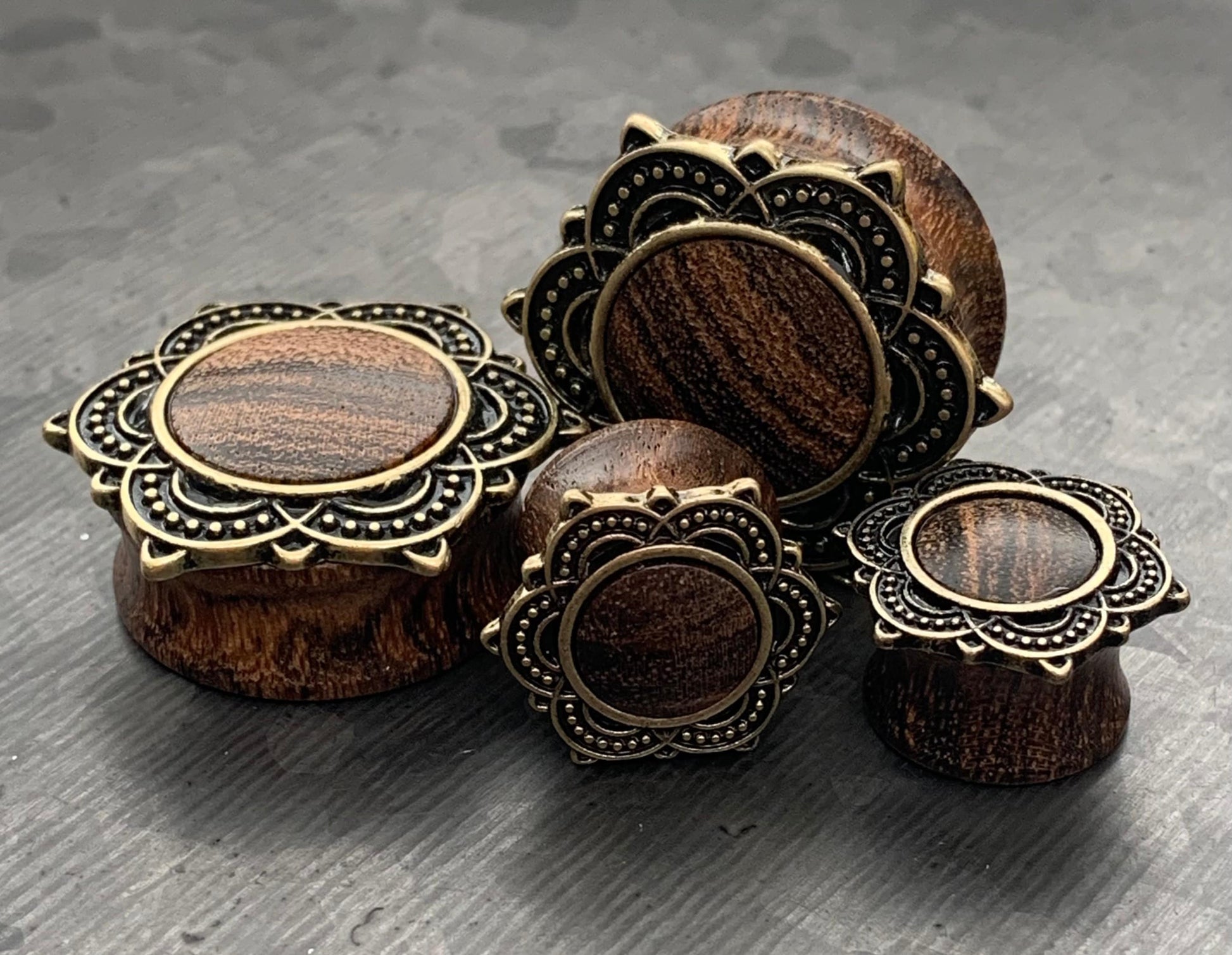 PAIR of Stunning Rose Wood Rose of Sharon Top Saddle Plugs - Gauges 2g (6mm) up to 1" (25mm) available!