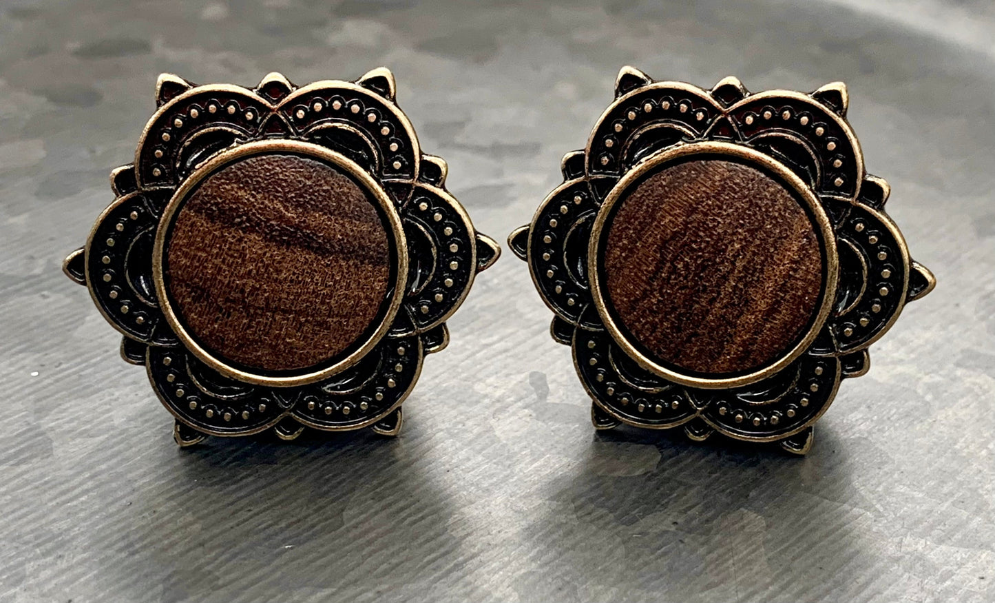 PAIR of Stunning Rose Wood Rose of Sharon Top Saddle Plugs - Gauges 2g (6mm) up to 1" (25mm) available!