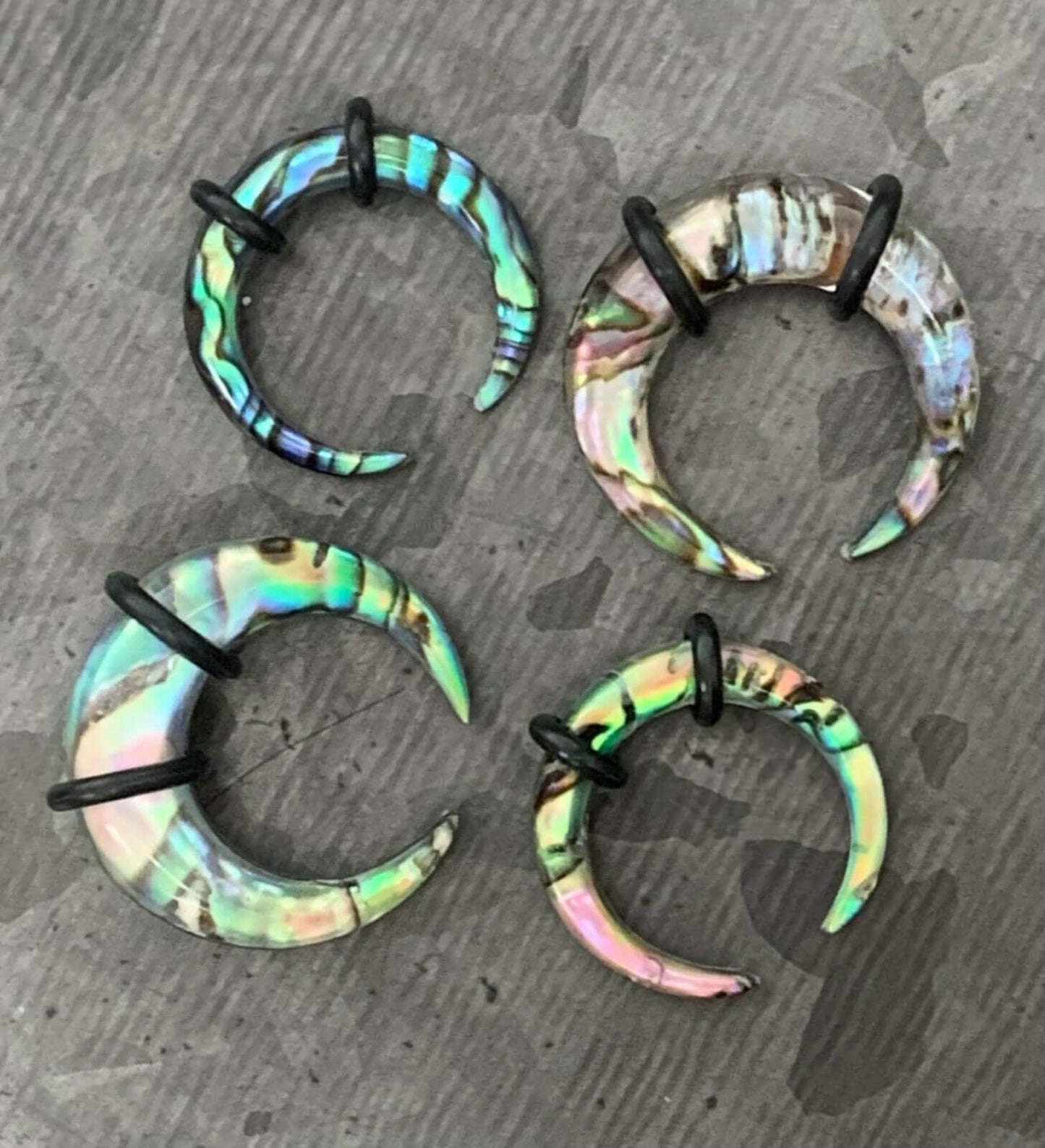 PAIR of Unique Organic Abalone Resin Buffalo Tapers Plugs - Gauges 6g (4mm) thru 0g (8mm) available!