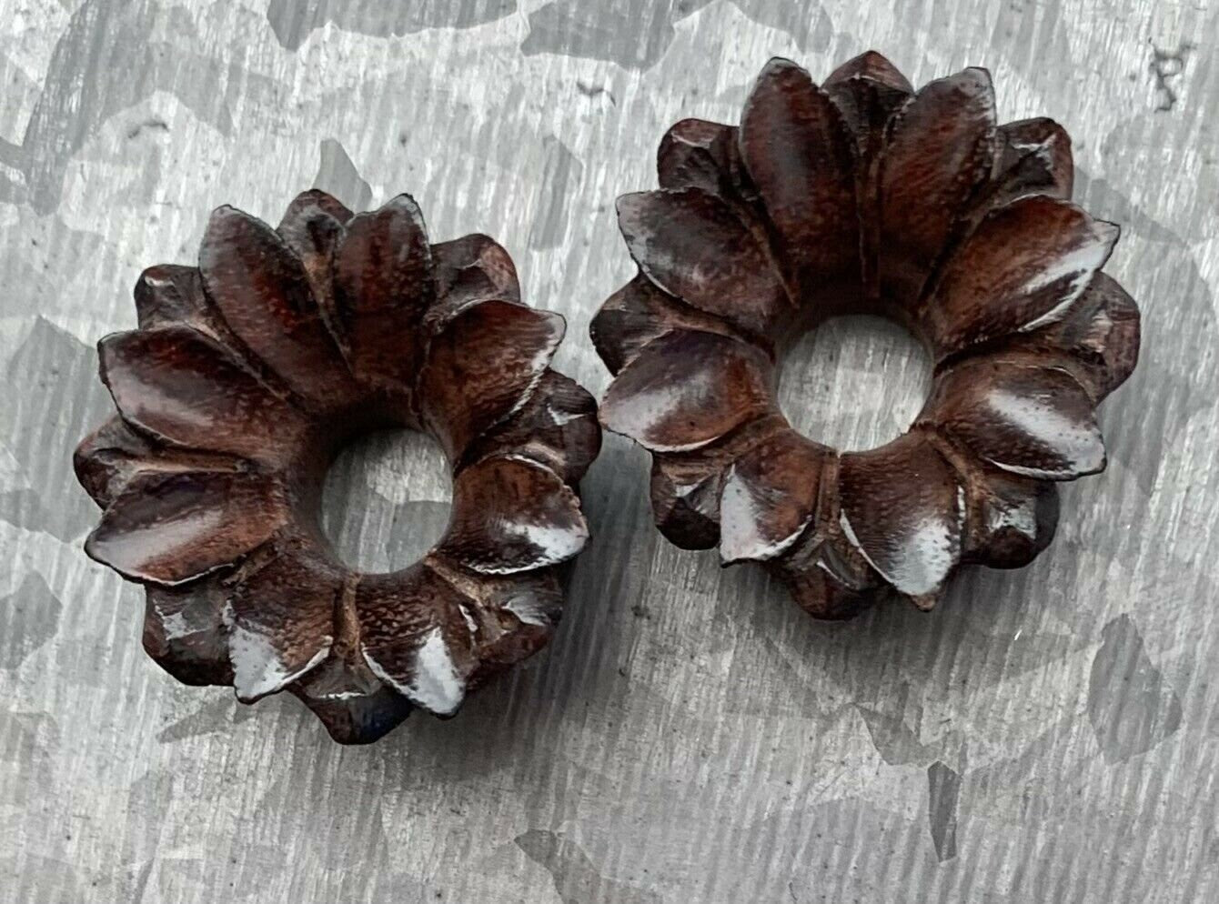 PAIR of Beautiful Lotus Flower Organic Sono Wood Plugs - Gauges 0g (8mm) thru 3/4" (19mm) available!