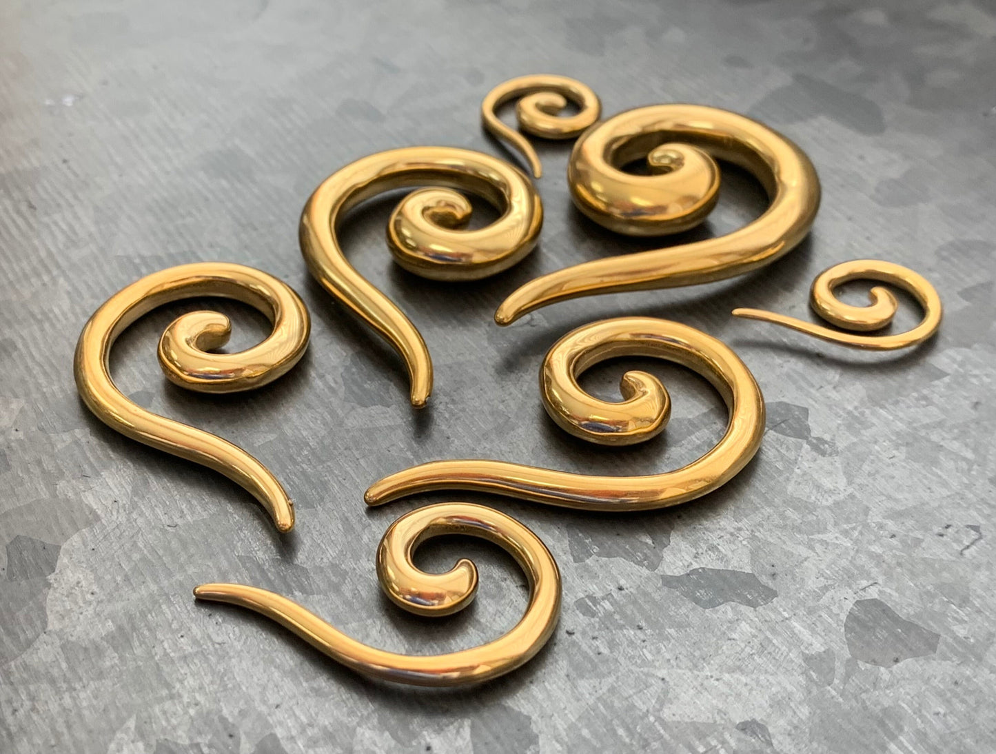 PAIR of Beautiful Surgical Steel Spiral Hanging Tapers Expanders - Black, Gold and Rainbow- Gauges 12g (2mm) thru 2g (6mm) available!