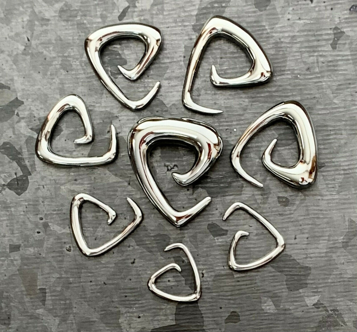 PAIR of Beautiful 316L Surgical Steel Triangle Tapers Expanders - Gauges 14g (1.6mm) thru 0g (8mm) available!